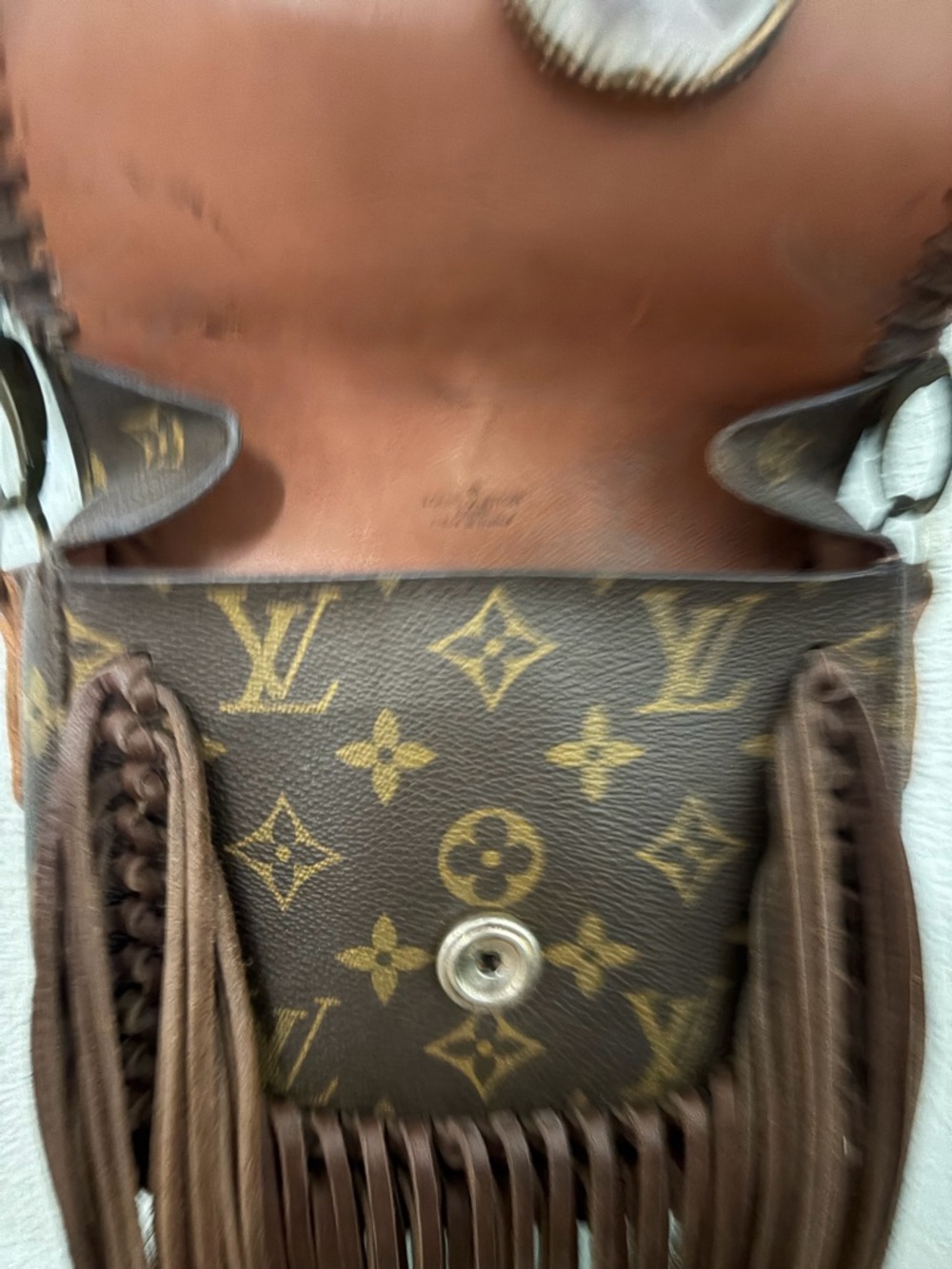 Louis Vuitton Brown Monogram Fringe Crossbody with Leather Trim Vintage Boho - Picture 7 of 10